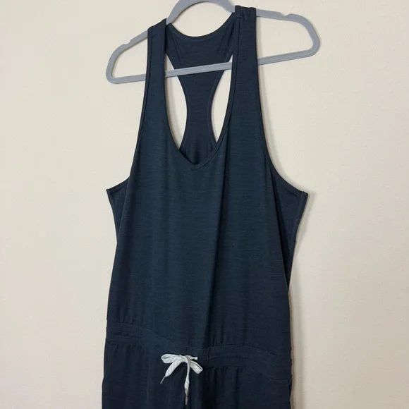 Vuori Lux Romper Racerback Sleeveless Jumpsuit in Ink Heather Blue